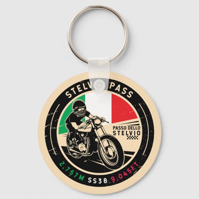 Stelvio Pass | Passo Dello Stelvio | Motorcycle Key Ring (Front)