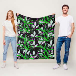 Stem And Floral Fleece Blanket