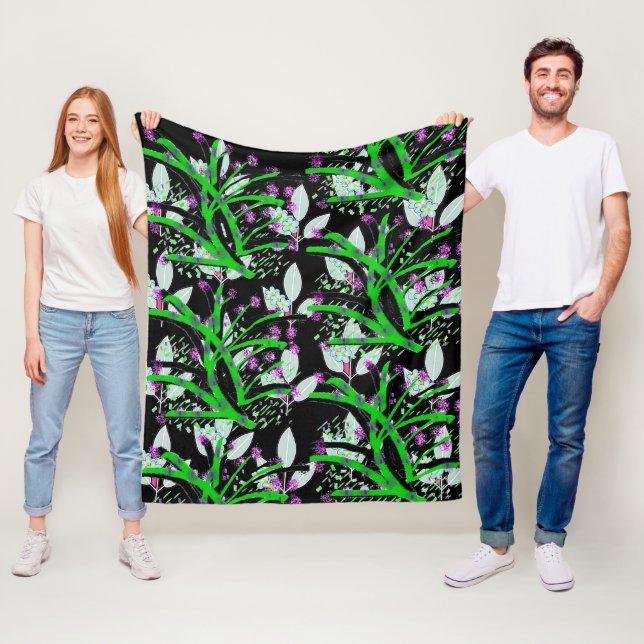 Stem And Floral  Fleece Blanket (In Situ)