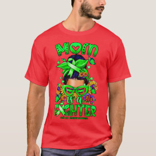 Stem Cell Research Awareness Mum fighter messy bun T-Shirt