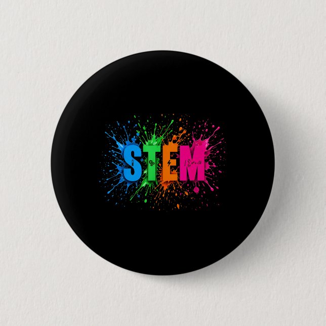 STEM Colourful Paint Splash Science Engineering 6 Cm Round Badge (Front)