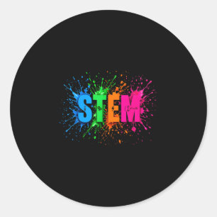 Stem colourful paint splash science engineering classic round sticker