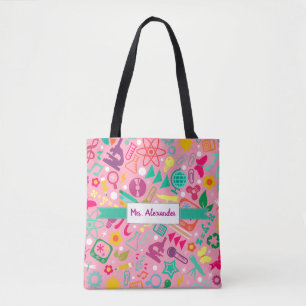 STEM Girls Rock School Tote Student Teacher Pink Bag