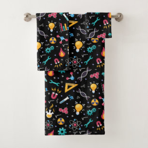 STEM icons pattern: science, engineering, etc. Bath Towel Set