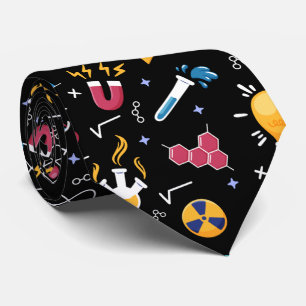STEM icons pattern: science, engineering, etc. Tie