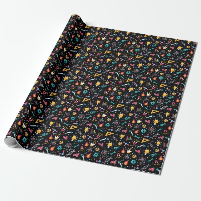 STEM icons pattern: science, engineering, etc. Wrapping Paper (Unrolled)