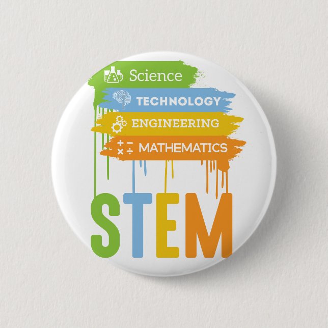 STEM Science Technology Engineering Math School 6 Cm Round Badge (Front)