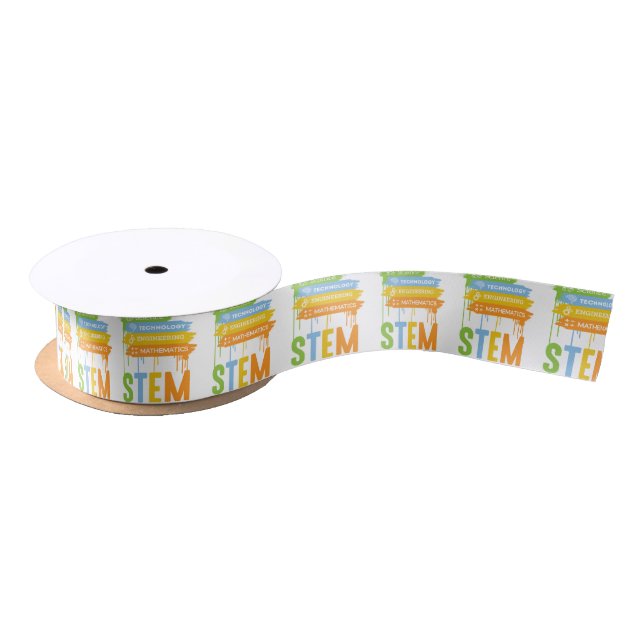 STEM Science Technology Engineering Math School Satin Ribbon (Spool)