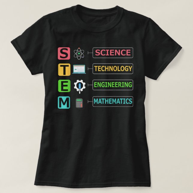 STEM Science Technology Engineering Math Teacher T-Shirt (Design Front)