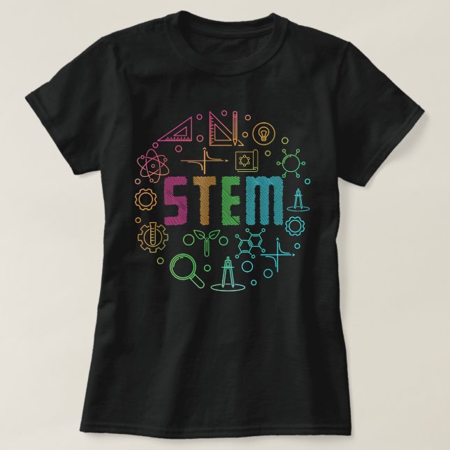 STEM Science Technology Engineering Math Teacher T-Shirt (Design Front)