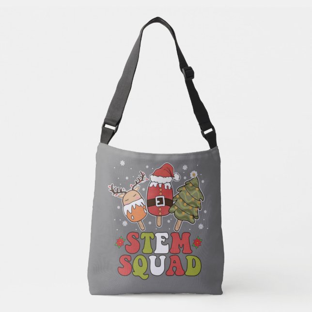 STEM Squad Reindeer Santa Tree Ice Cream Christmas Crossbody Bag (Front)