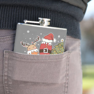 STEM Squad Reindeer Santa Tree Ice Cream Christmas Hip Flask