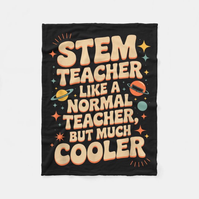 Stem Teacher Definition Funny Science Math Tech Te Fleece Blanket (Front)