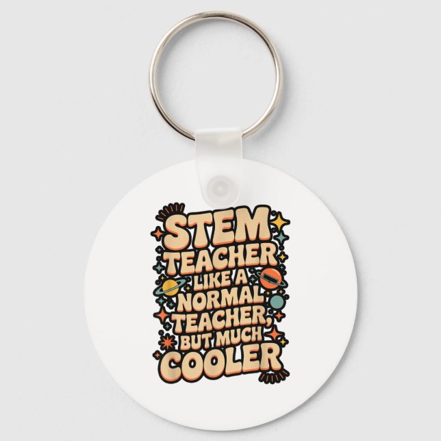 Stem Teacher Definition Funny Science Math Tech Te Key Ring (Front)