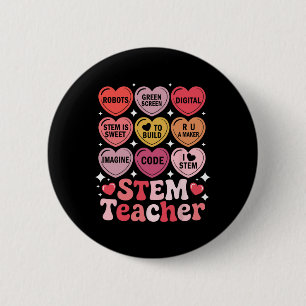 Stem Teacher Valentine's Day Science Technology Ma 6 Cm Round Badge
