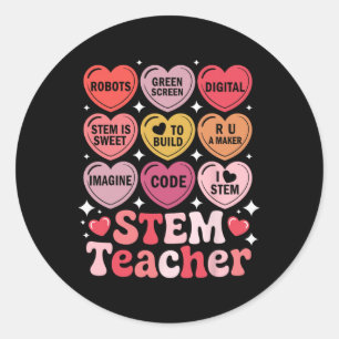 Stem Teacher Valentine's Day Science Technology Ma Classic Round Sticker