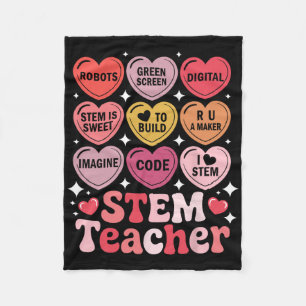 Stem Teacher Valentine's Day Science Technology Ma Fleece Blanket