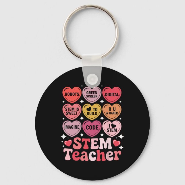 Stem Teacher Valentine's Day Science Technology Ma Key Ring (Front)