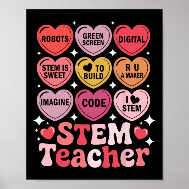 Stem Teacher Valentine's Day Science Technology Ma Poster (Front)