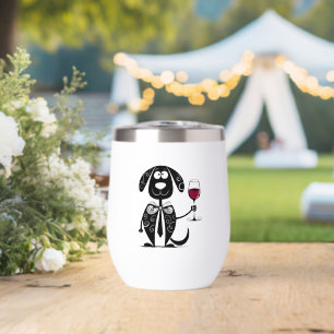 Stemless Wine Tumbler-Dog with Wine Glass