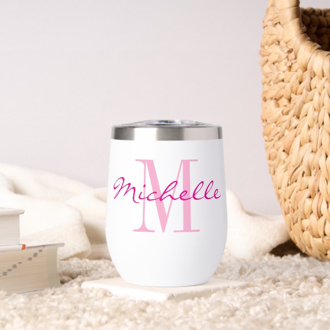 Stemless wine tumbler glass with personalized name (Living Room (Rotated))