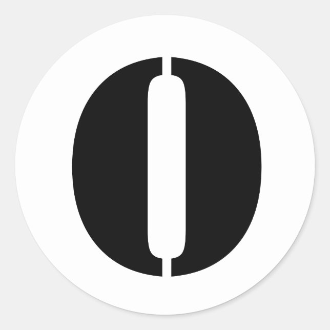 Stencil Alphabet by Janz Letter O White Classic Round Sticker (Front)