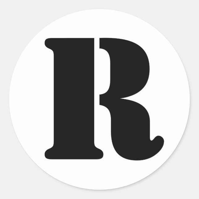 Stencil Alphabet by Janz Letter R White Classic Round Sticker (Front)