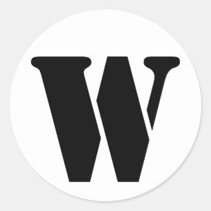 Stencil Alphabet by Janz Letter W White Classic Round Sticker