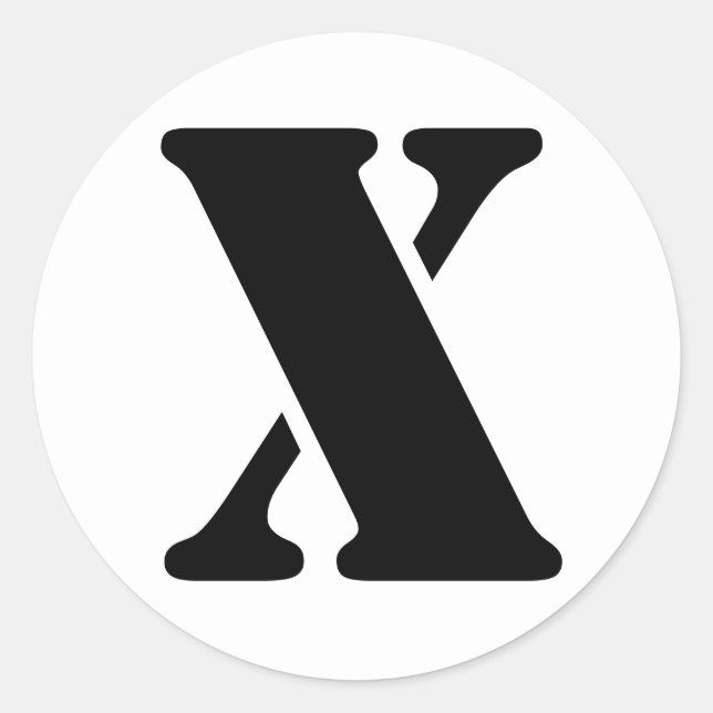 Stencil Alphabet by Janz Letter X White Classic Round Sticker (Front)