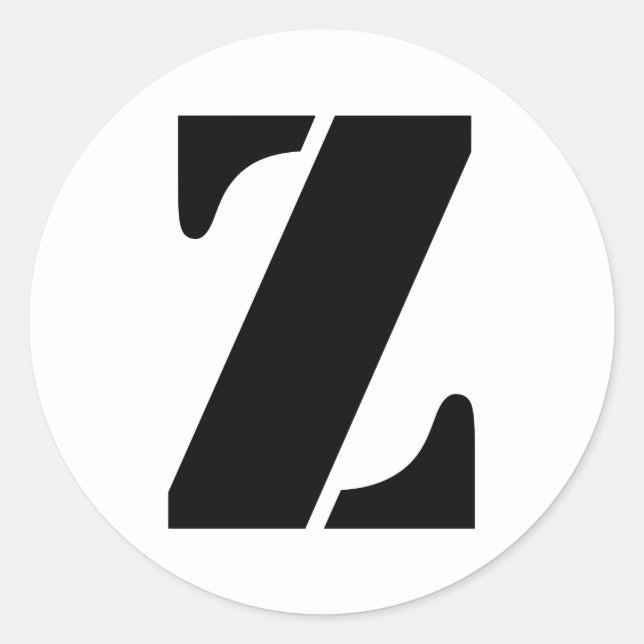 Stencil Alphabet by Janz Letter Z White Classic Round Sticker (Front)