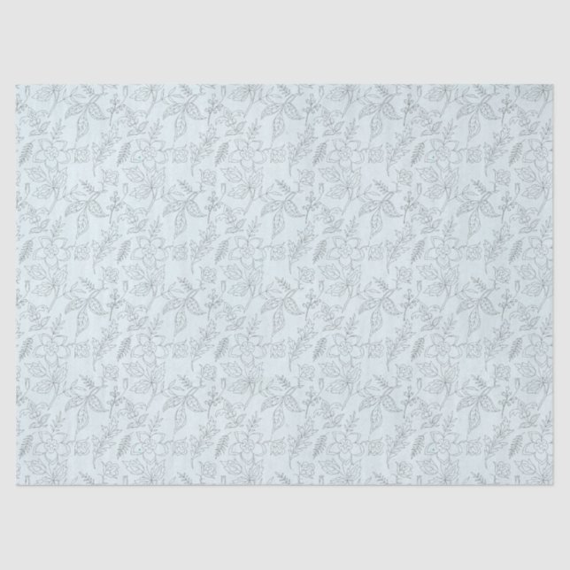 Stencil Flowers on Light Green Decoupage Tissue Paper (Front)