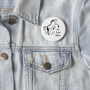 Stencil Horse Rearing Up 6 Cm Round Badge