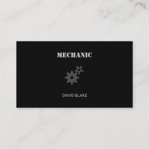 Stencil mechanic gear black business card