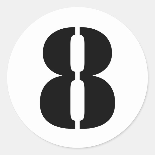 Stencil Numbers by Janz Number 8 Eight White Classic Round Sticker (Front)