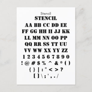 Stencil - Zazzle Font Sampler Sheet Postcard