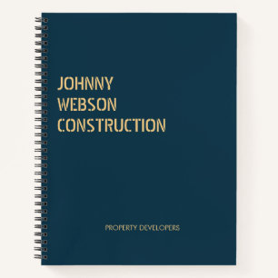 Stenciled gold print blue  notebook