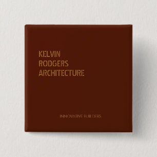 Stenciled gold print brown 15 cm square badge