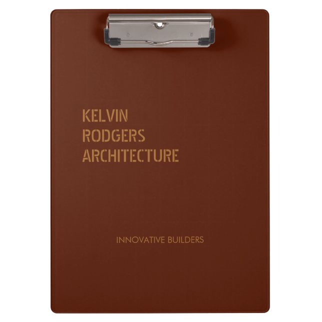 Stenciled gold print brown clipboard (Front)