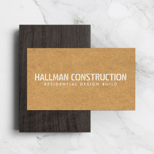 Stenciled Particle Board Construction Builder Business Card