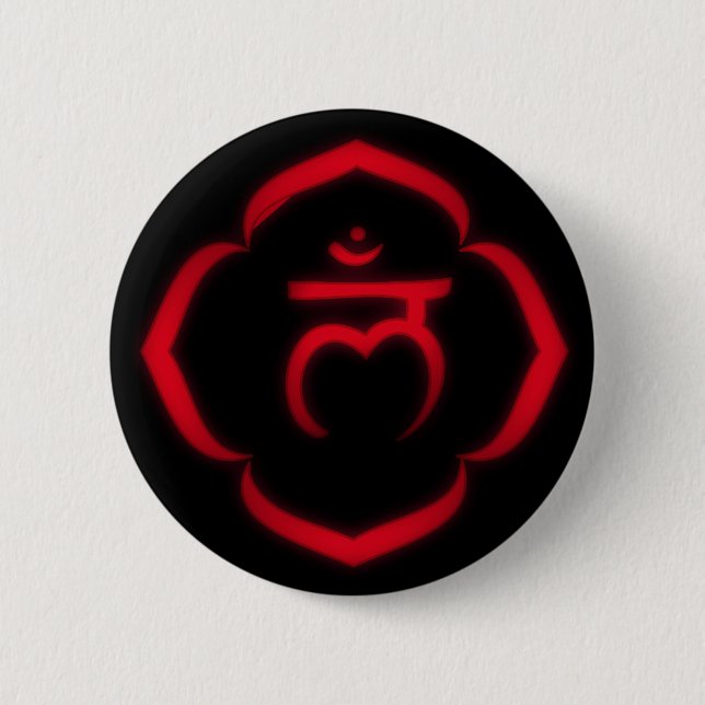 "Stenciled" Root Chakra - Muladhara 6 Cm Round Badge (Front)