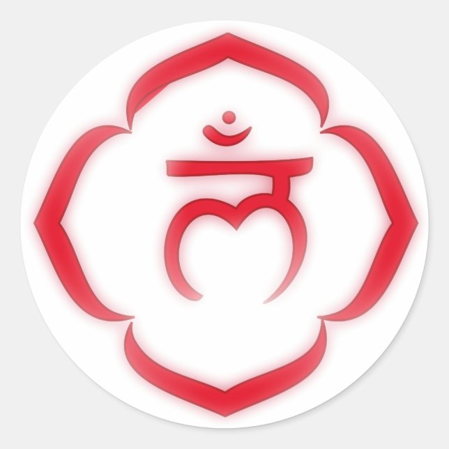 "Stenciled" Root Chakra - Muladhara Classic Round Sticker (Front)