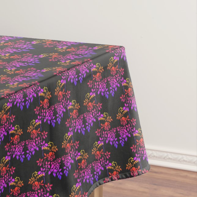 Stenciled Rose Flowers Abstract Colours Pattern   Tablecloth (In Situ)