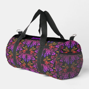 Stenciled Rose Flowers Pattern Personalised Duffle Bag