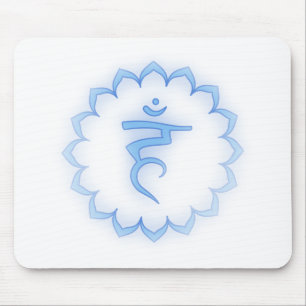 "Stenciled" Throat Chakra - Light Blue Mouse Pad