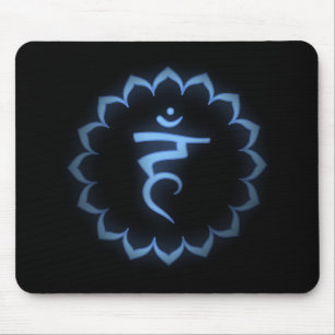 "Stenciled" Throat Chakra - Light Blue Mouse Pad