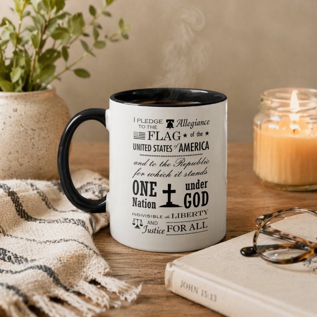 Stenciled Vintage Pledge of Allegiance Coffee Mug (Creator Uploaded)