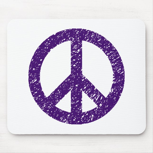 Stencilled Peace Symbol - Dp Purple Mouse Pad (Front)