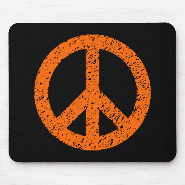 Stencilled Peace Symbol - Orange on Black Mouse Pad (Front)