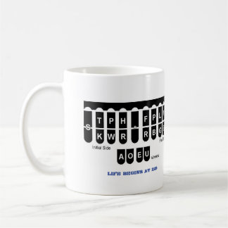 Steno Life Begins at 225 Blue Mug