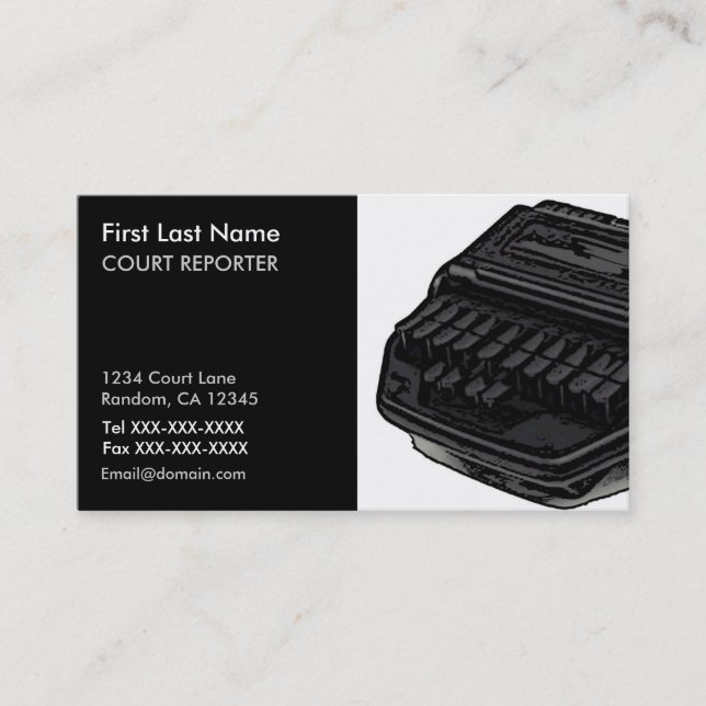 Stenograph machine Court Reporter business cards (Front)